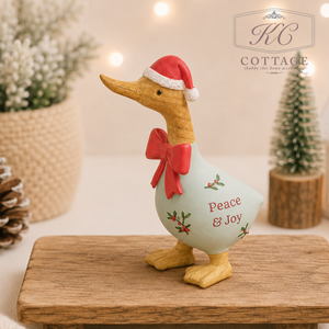 Christmas Holly And Berries Resin Standing Duck Ornaments