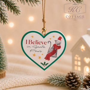 Christmas Wooden Cat Hanging Hearts With Sentiments
