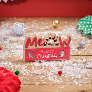 Christmas Meow Cat Wooden Sign