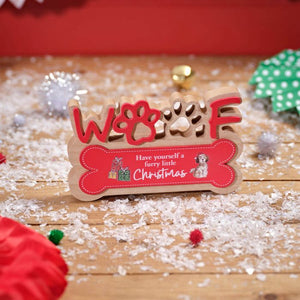 Christmas Woof Dog Wooden Sign