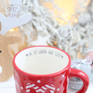 Christmas Candy Cane Style Mug Red Oh So Warm and Cosy
