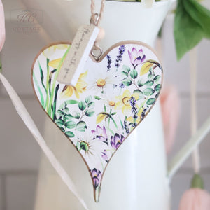 Floral Wooden Sentiment Hanging Heart