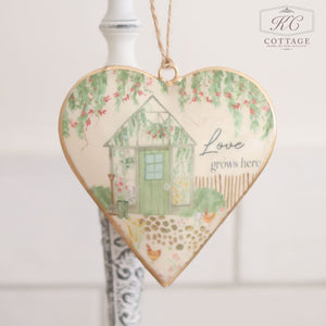 Cottage Metal Hanging Hearts