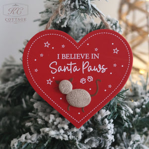 Christmas Cat Hanging Hearts