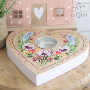Floral Wooden Tea-Light Holder