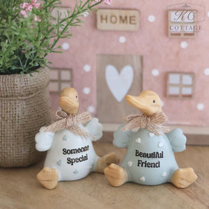 Sitting Ducks with Heart Embossed Ornaments
