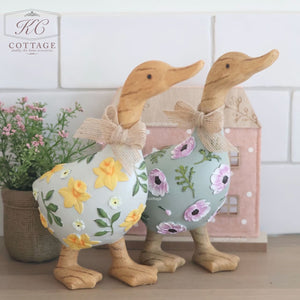 Floral Standing Duck Ornaments