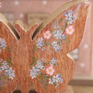 Mango Wooden Standing Floral Butterfly Ornament