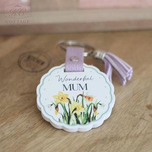 For Her Wooden Scalloped Keyring with Tassel