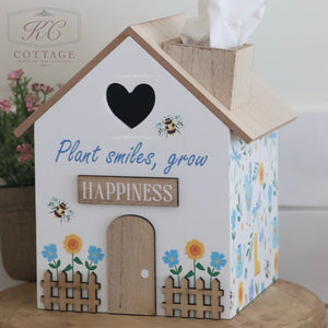 Plant Smiles Grow Happiness Tissue Box House Holder