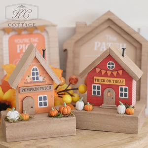 Autumn Pumpkin Harvest Autumn Themed Wooden Houses