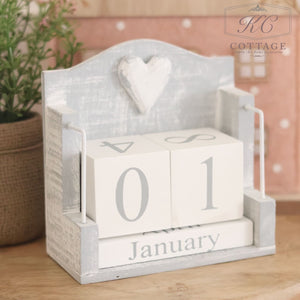 Grey and White Heart Calendar