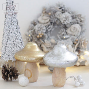Christmas Wooden Mushroom Ornament
