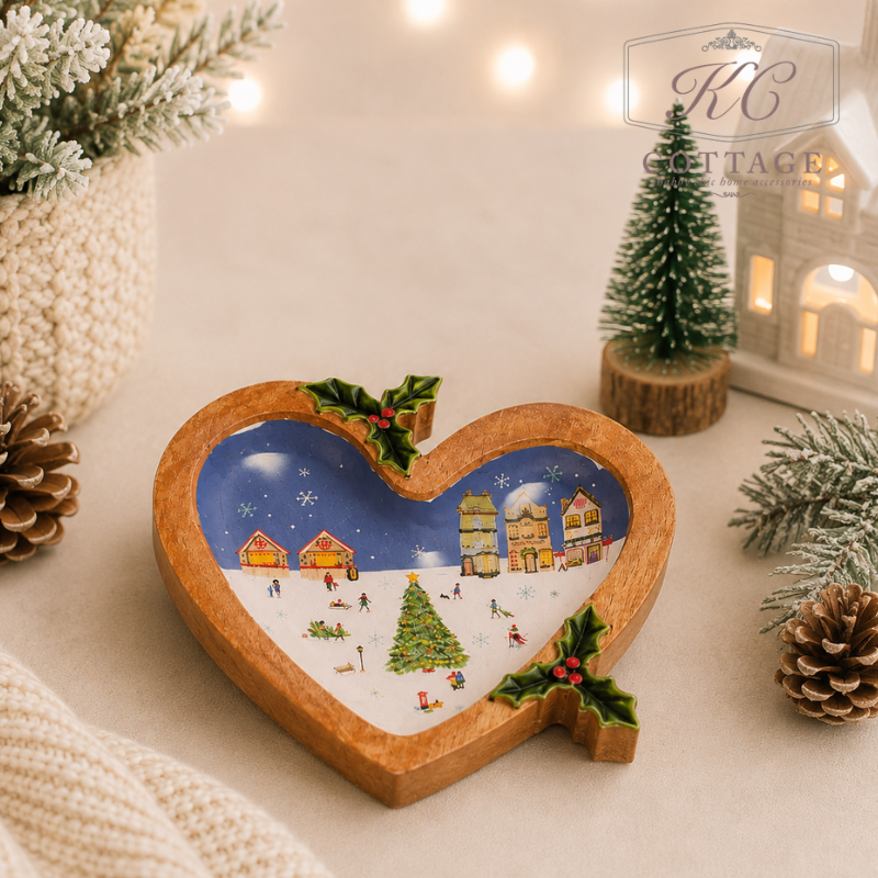 Christmas Mango Wooden Heart Tray