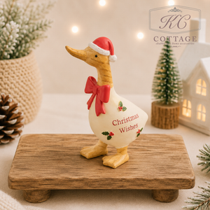 Christmas Holly And Berries Resin Standing Duck Ornaments