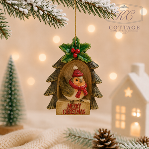Christmas Merry Christmas Hanging Robin Ornament