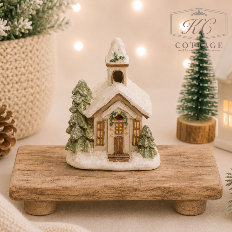 Christmas Resin House And Church Light-up Ornament