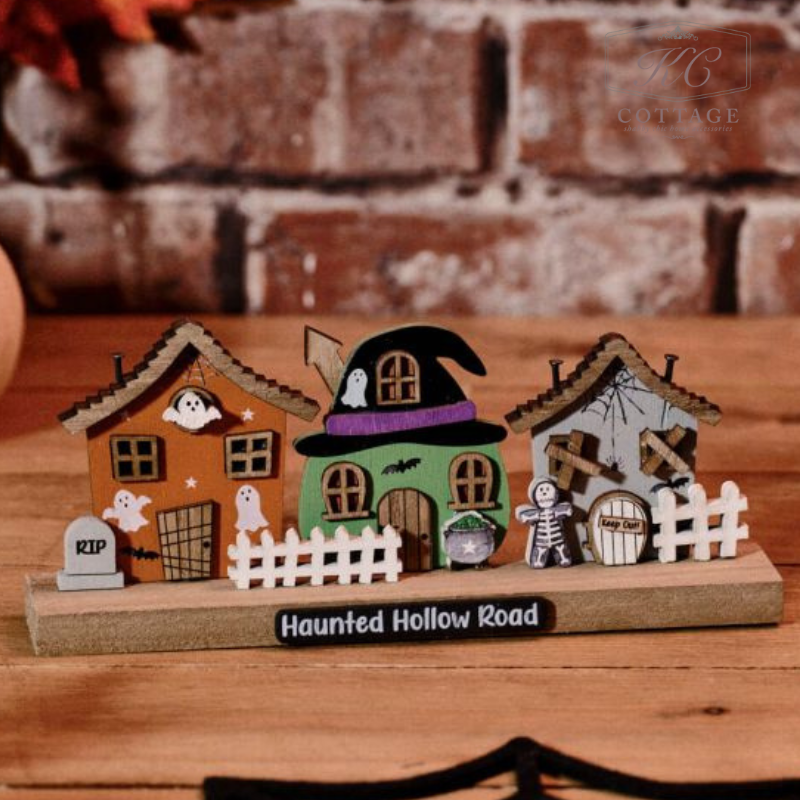 Halloween Spooktacular Haunted Hollow Road Wooden Houses Ornament