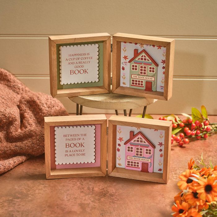 Cosy Book Club Hinged Wooden Signs