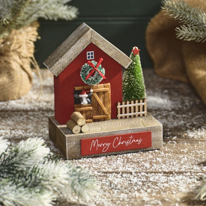 Christmas On The Farm Merry Christmas Wooden Ornament Block With Resin Friesian Cow
