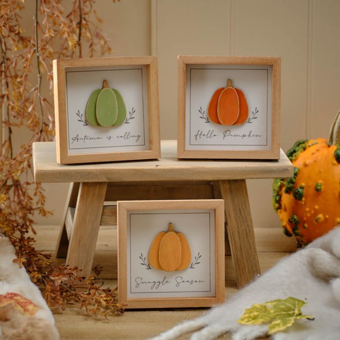 Autumn Harvest Wooden Pumpkin Signs