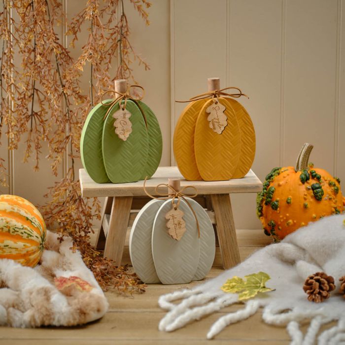 Autumn Wooden Pumpkin Ornaments