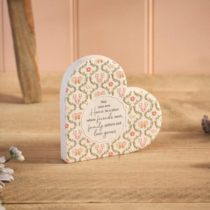 Floral Ceramic New Home Heart Shaped Ornament