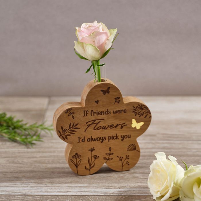 Flower Shaped Wooden Friendship Vase