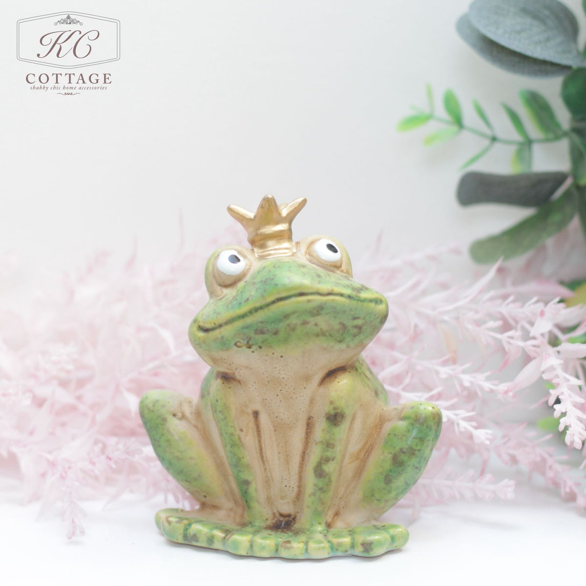 Sitting Frog Ornament with Gold Crown