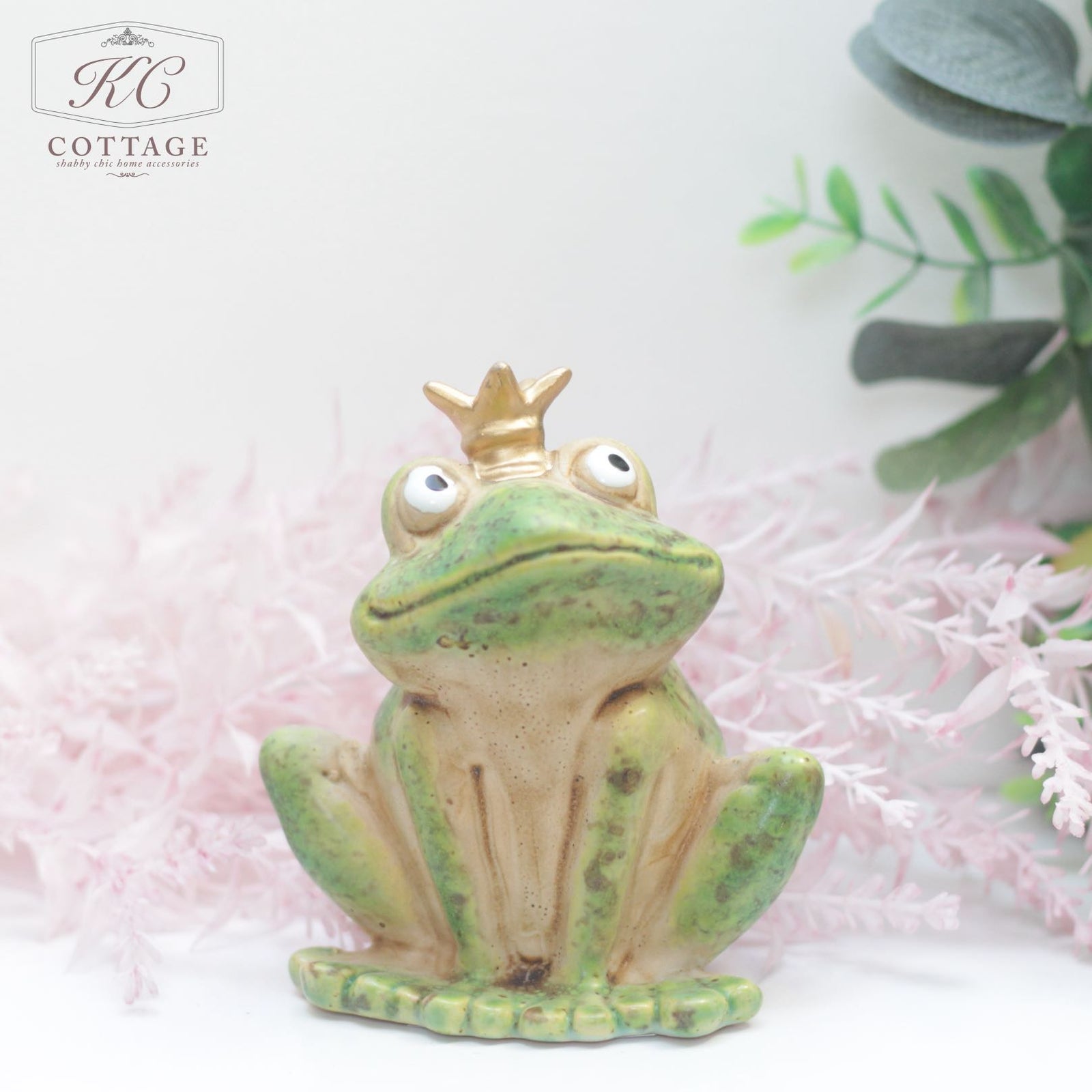 Sitting Frog Ornament with Gold Crown