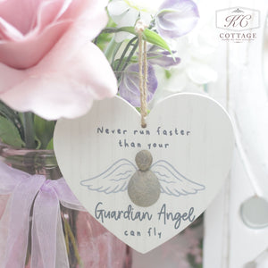 Wooden Hanging Guardian Angel Hearts