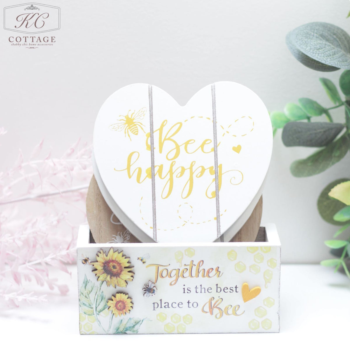 Bee Happy Coasters Set of 4