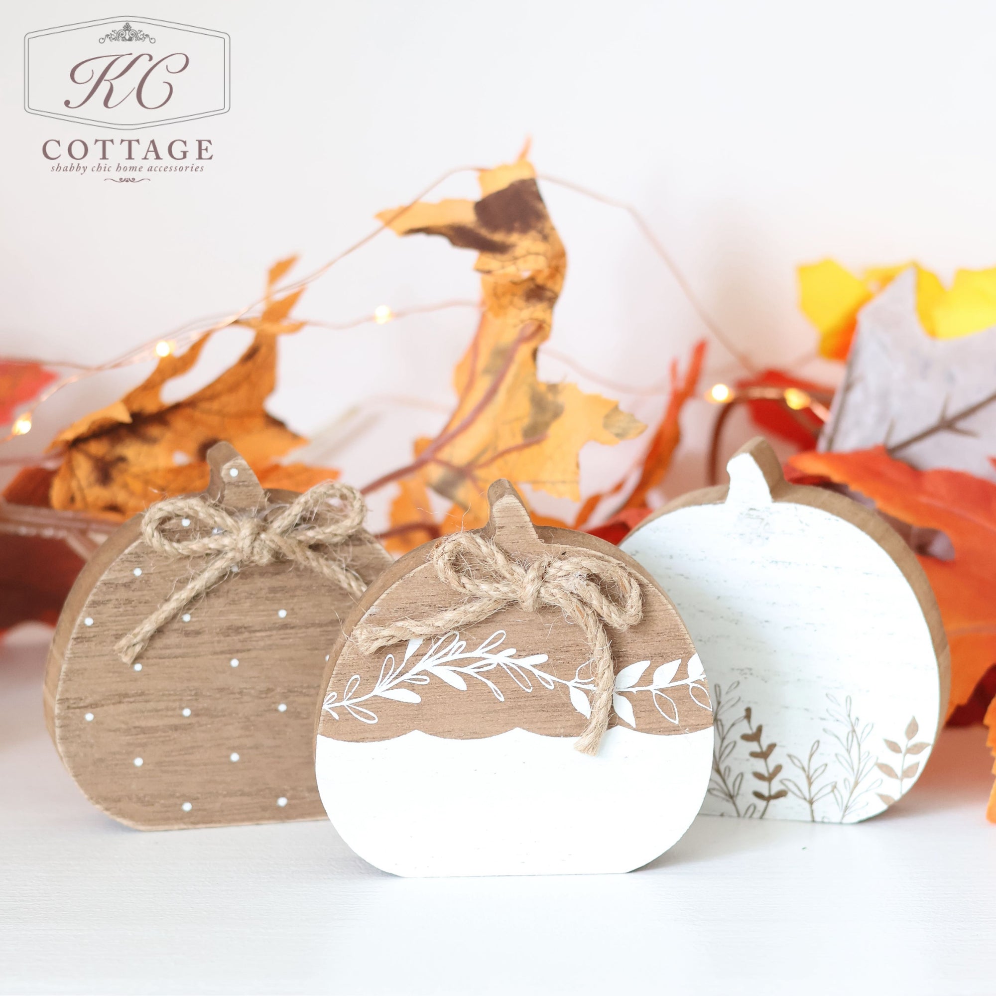 Autumn Wooden Pumpkins - Set of 3