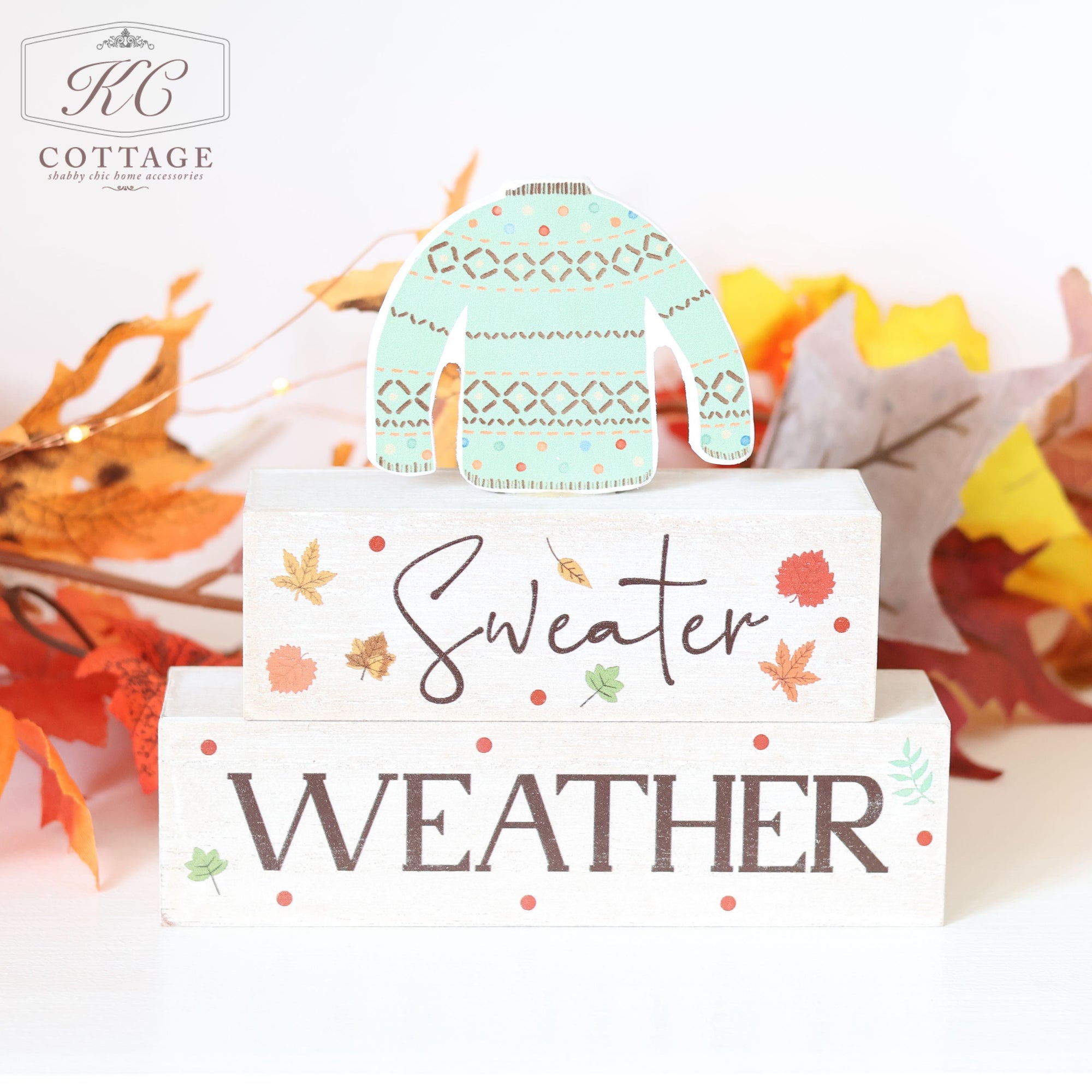 Autumn Cosy Sweater Weather Wooden Tired Sign