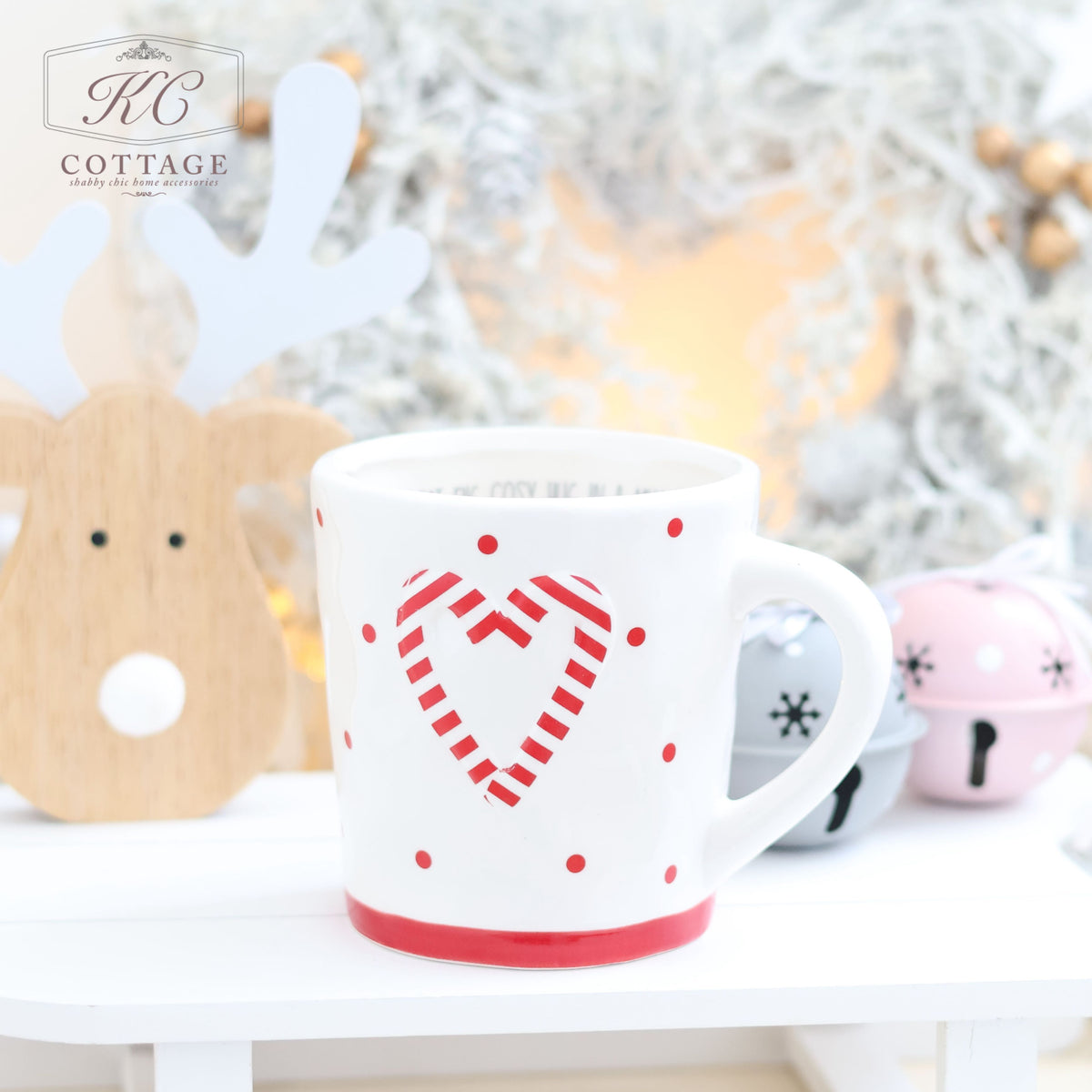 Christmas Candy Cane Style Mug White