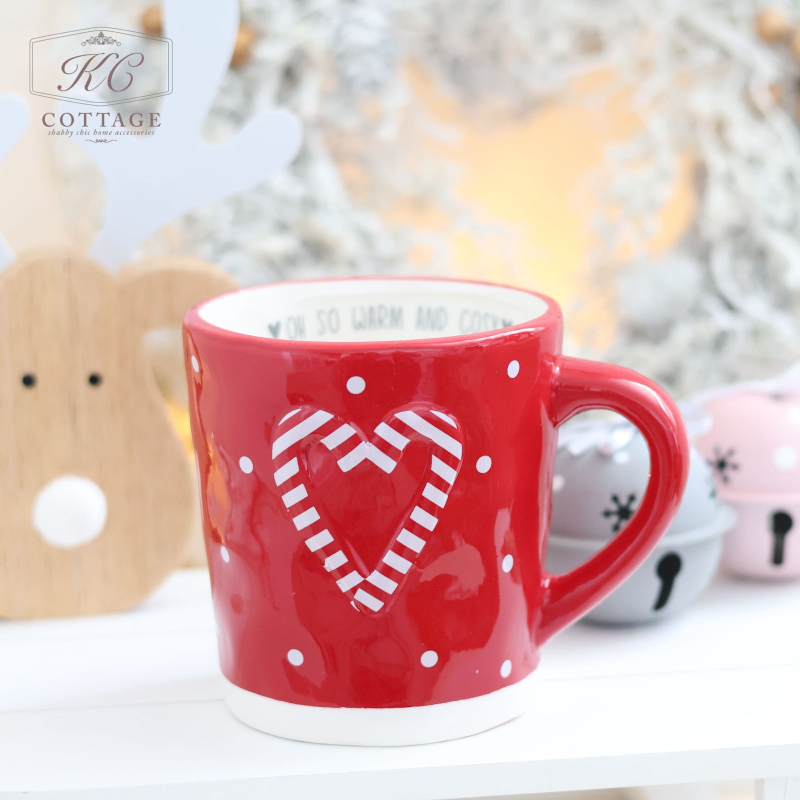 Christmas Candy Cane Style Mug Red