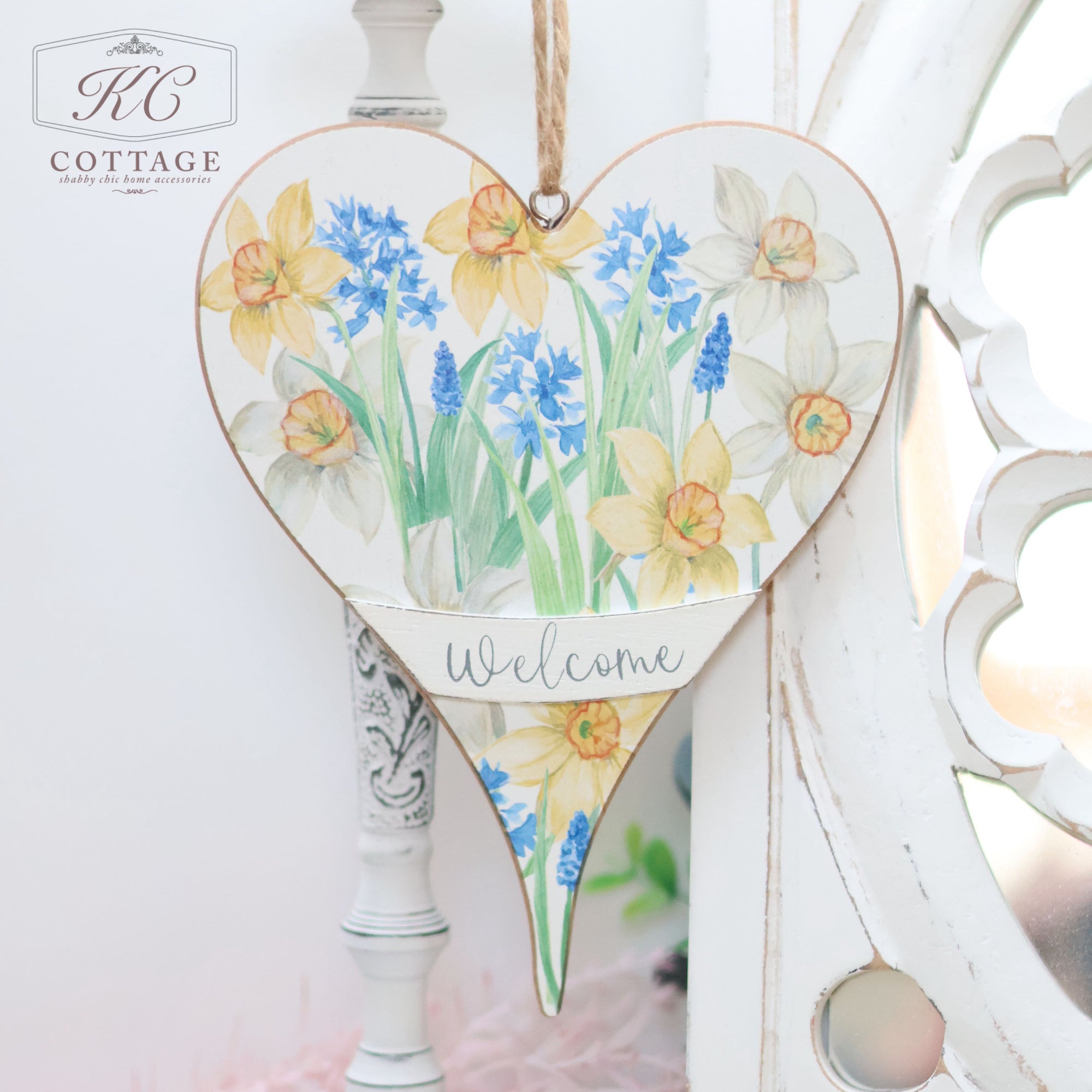 Daffodil & Hyacinth Welcome Hanging Heart