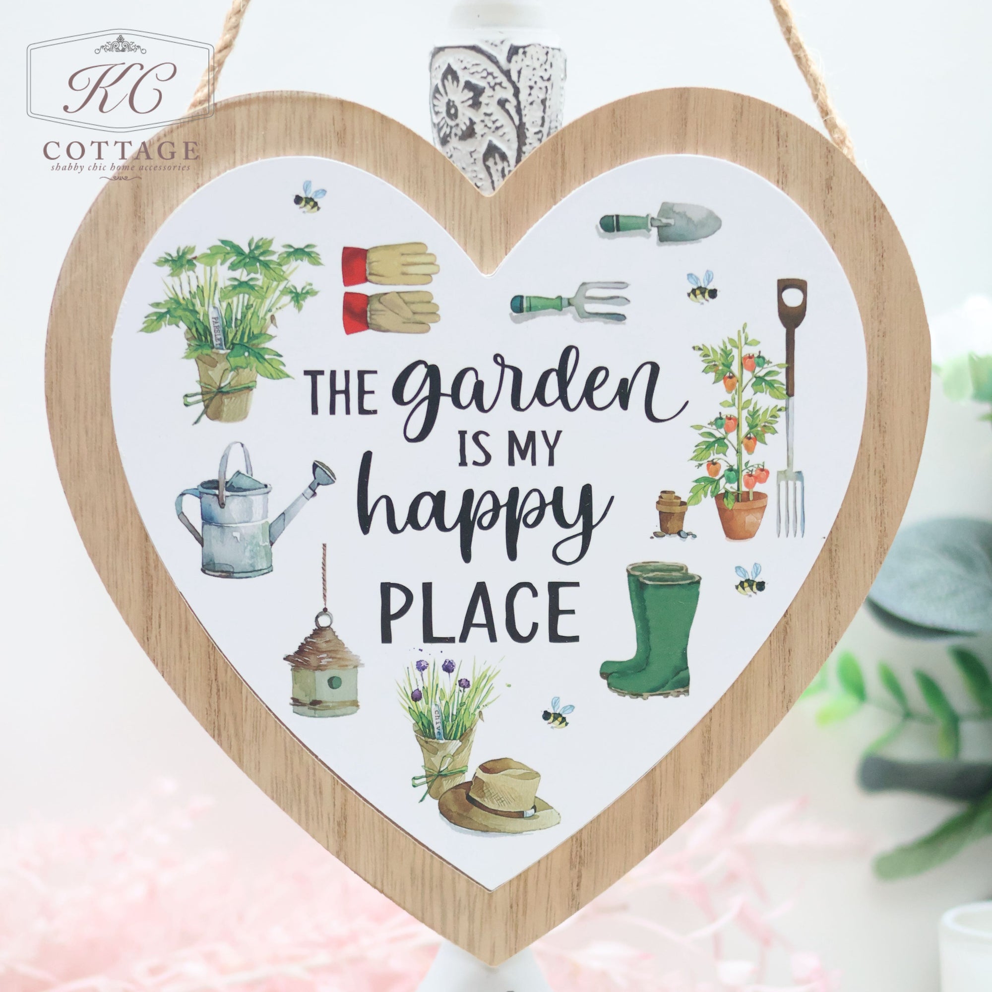 Garden is My Happy Place Hanging Heart