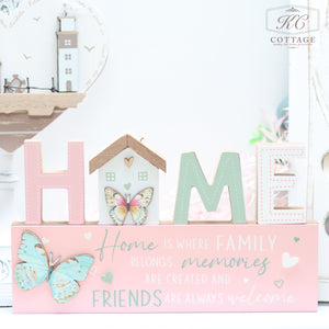 Bright Butterfly Wooden Signs - Family, Friend, Home