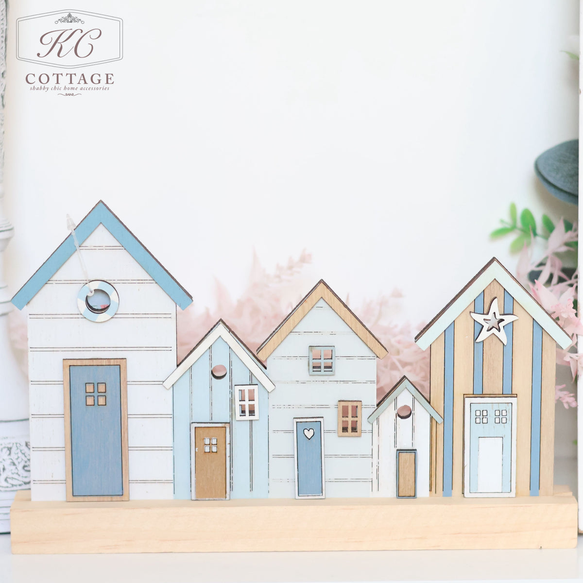 Blue Seashore Houses Scene