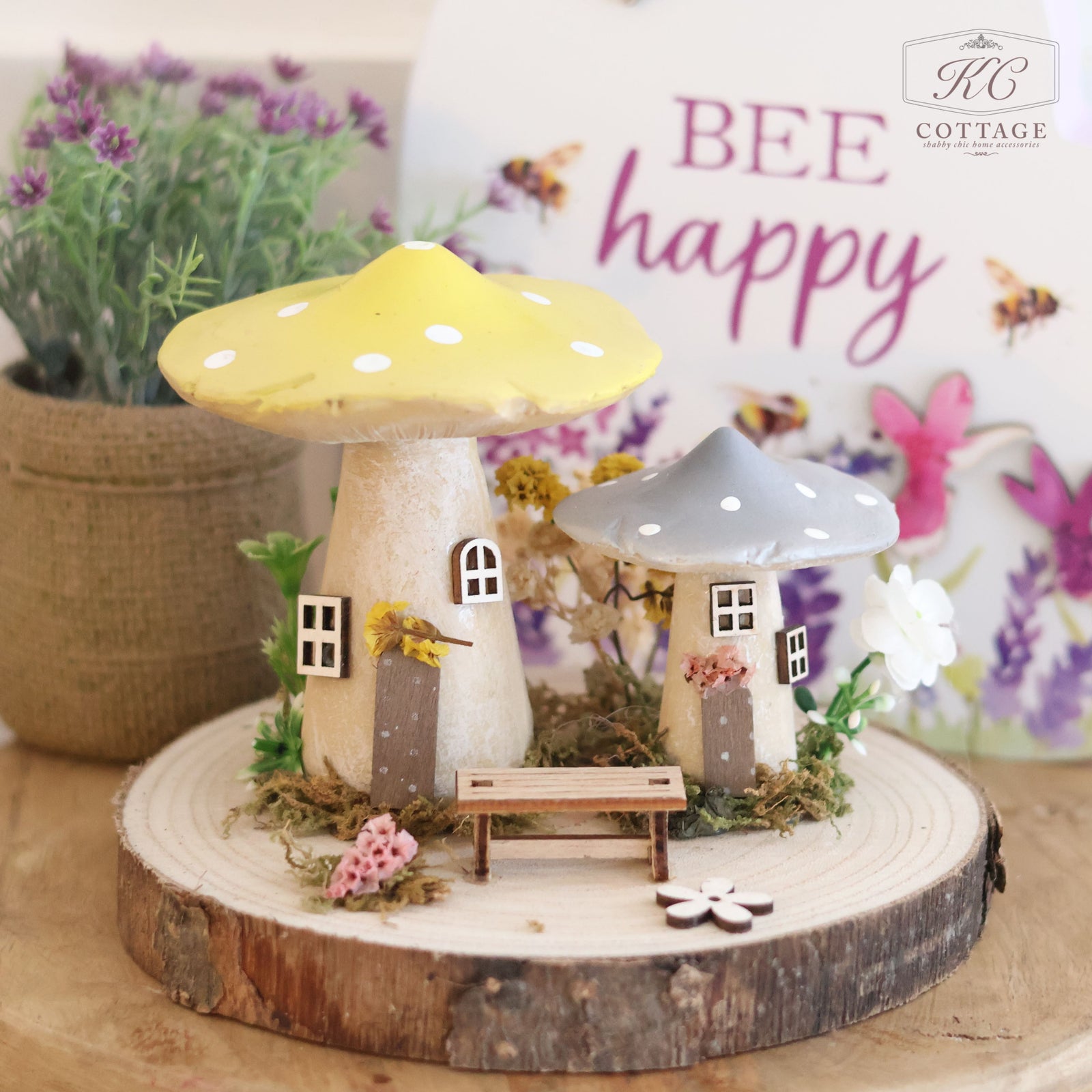 Spring Toadstool Two Cottages Ornament