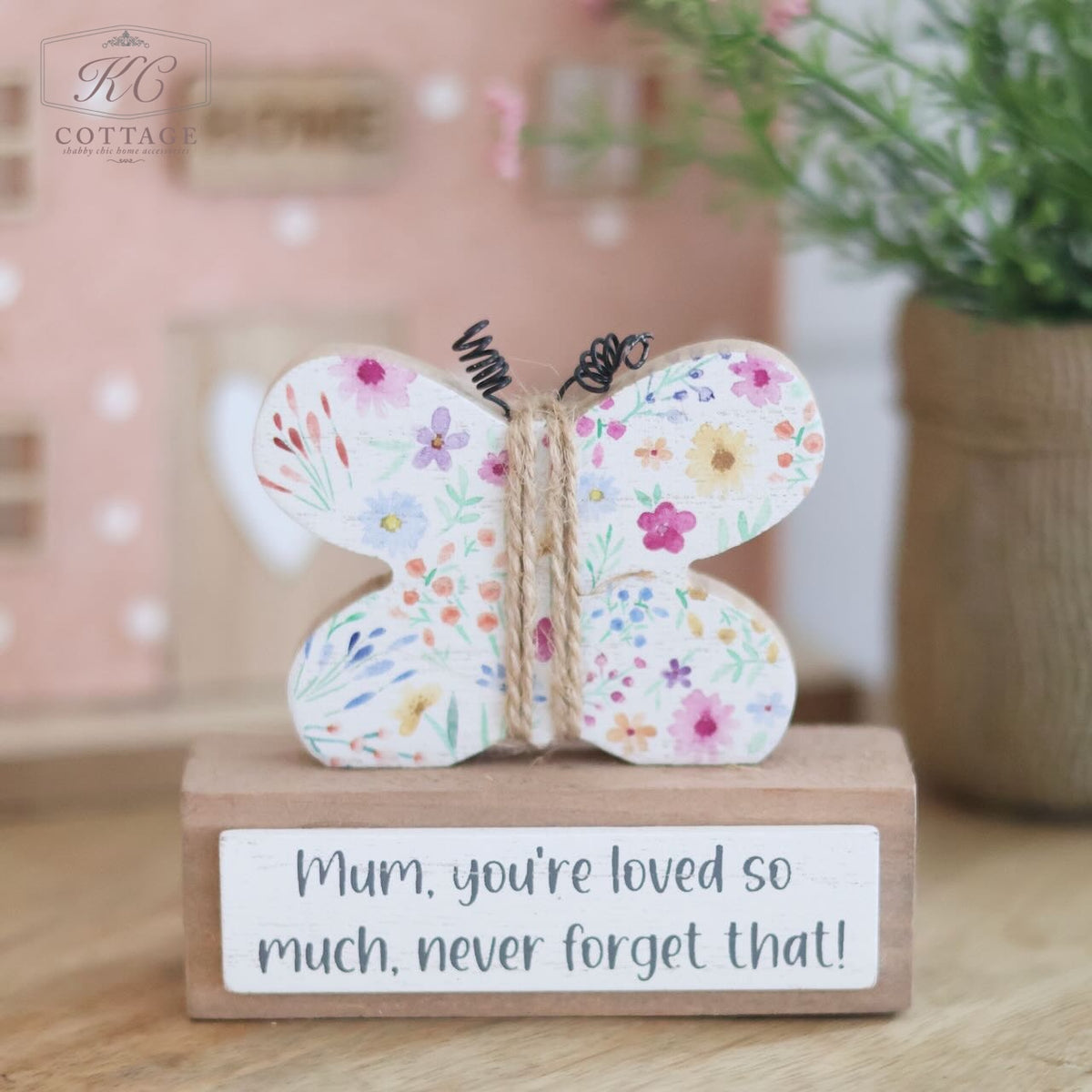 Mum Floral Wooden Butterfly Ornament