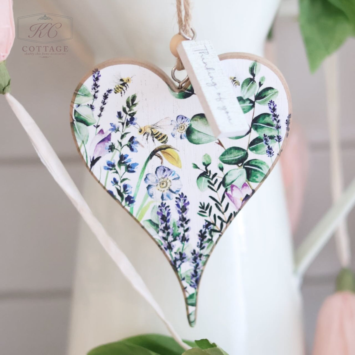 Floral Wooden Sentiment Hanging Heart