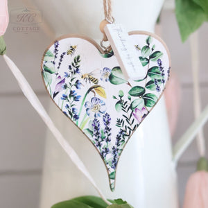 Floral Wooden Sentiment Hanging Heart