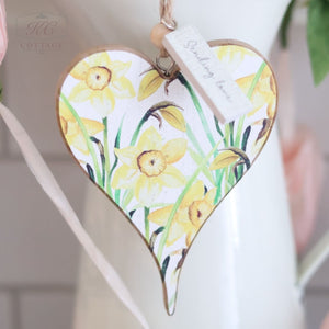 Floral Wooden Sentiment Hanging Heart