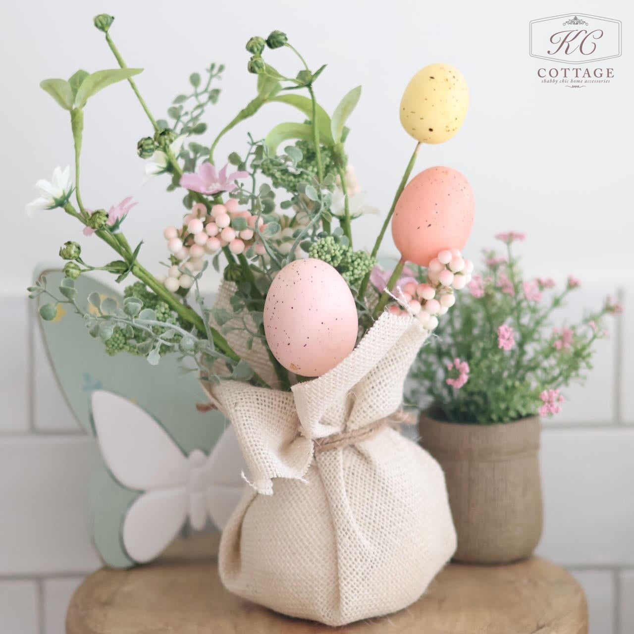 Easter Decorative Faux Flower With Eggs Decoration