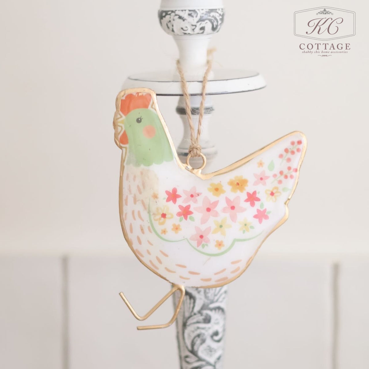 Metal Chickens Ditsy Floral Hanger Set