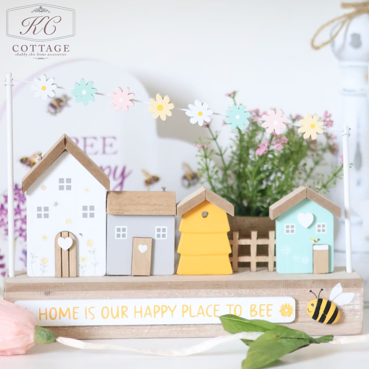 Bee Themed Wooden House Ornaments