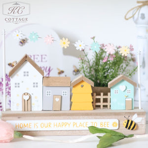 Bee Themed Wooden House Ornaments
