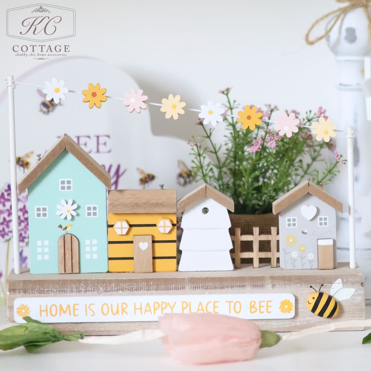Bee Themed Wooden House Ornaments